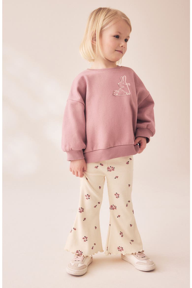 Kids' Graphic Sweatshirt & Flare Leggings Set, Alternate, color, PINK