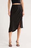 Leith Lace Trim Satin Midi Skirt