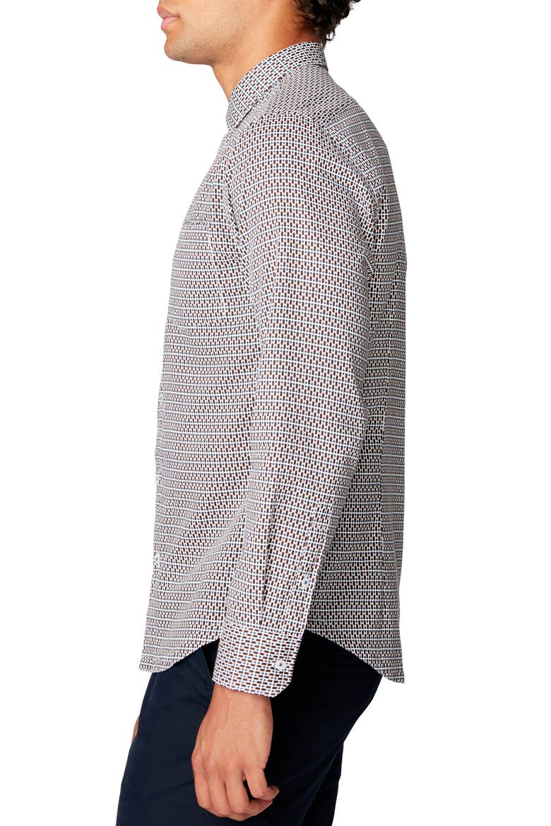 On Point Slim Fit Button-Up Shirt, Alternate, color, BLACK COFFEE MONDRIAN DOT