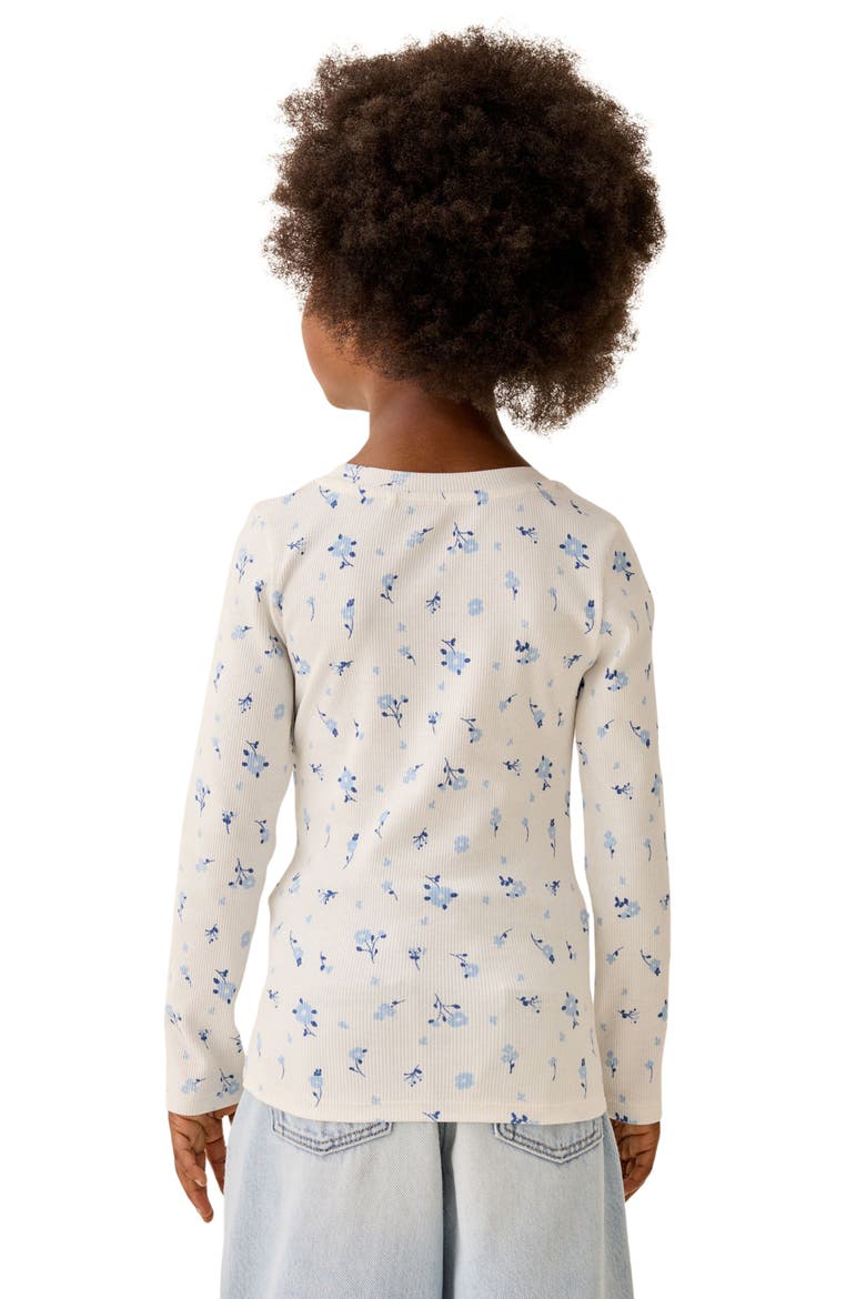 Kids' Floral Ribbed T-Shirt, Alternate, color, WHITE