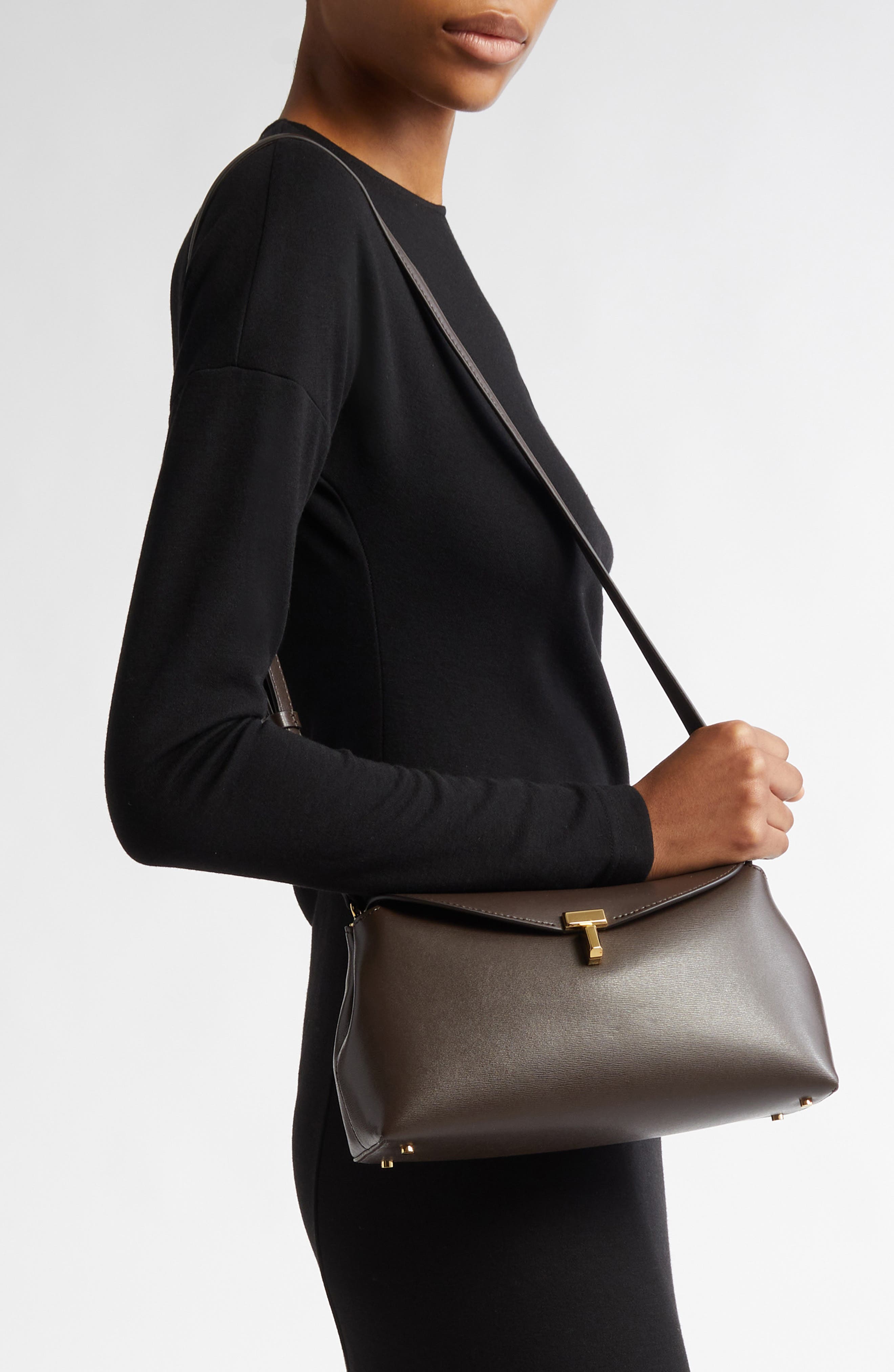 TOTEME T-Lock Leather Clutch, Alternate, color, 