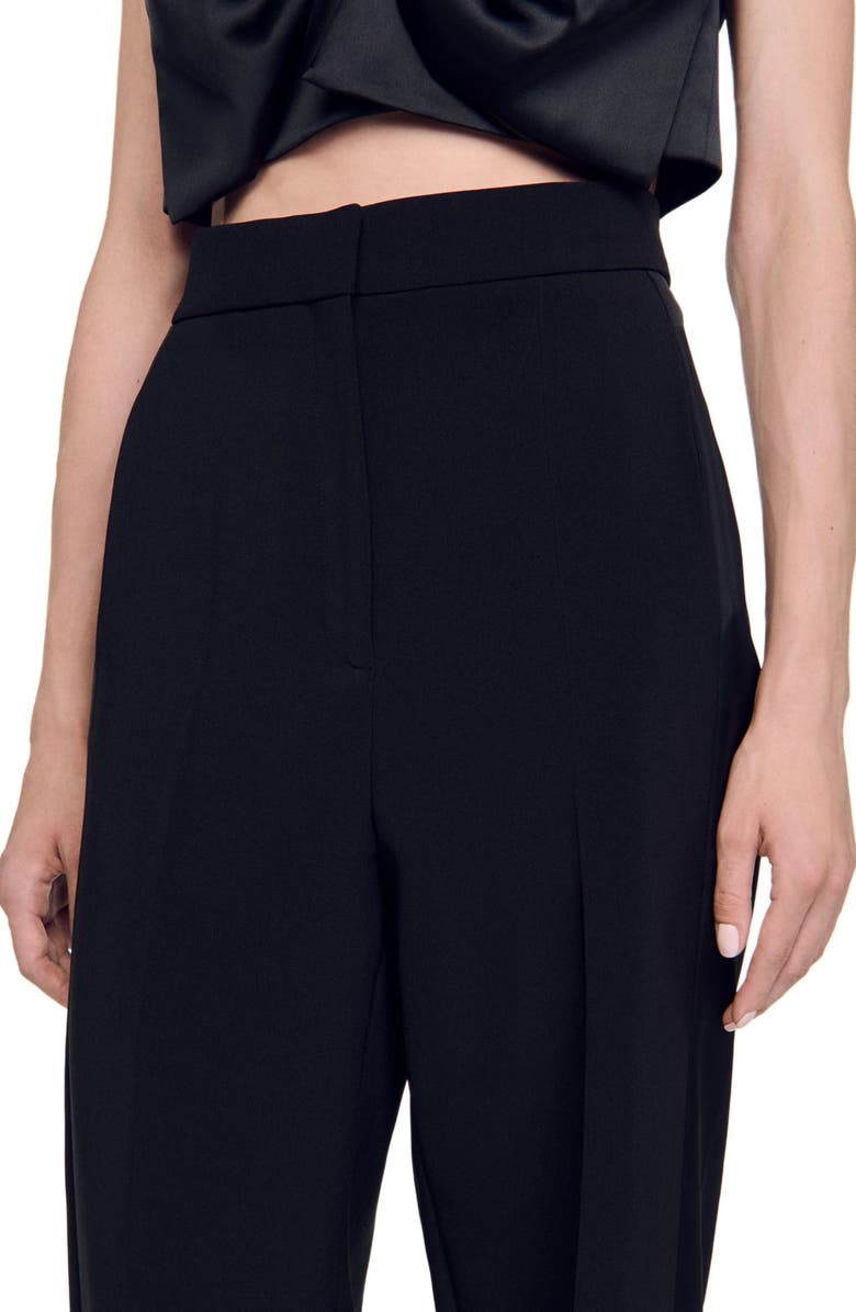 SANDRO Wide-leg satin side stripe trousers, Alternate, color,