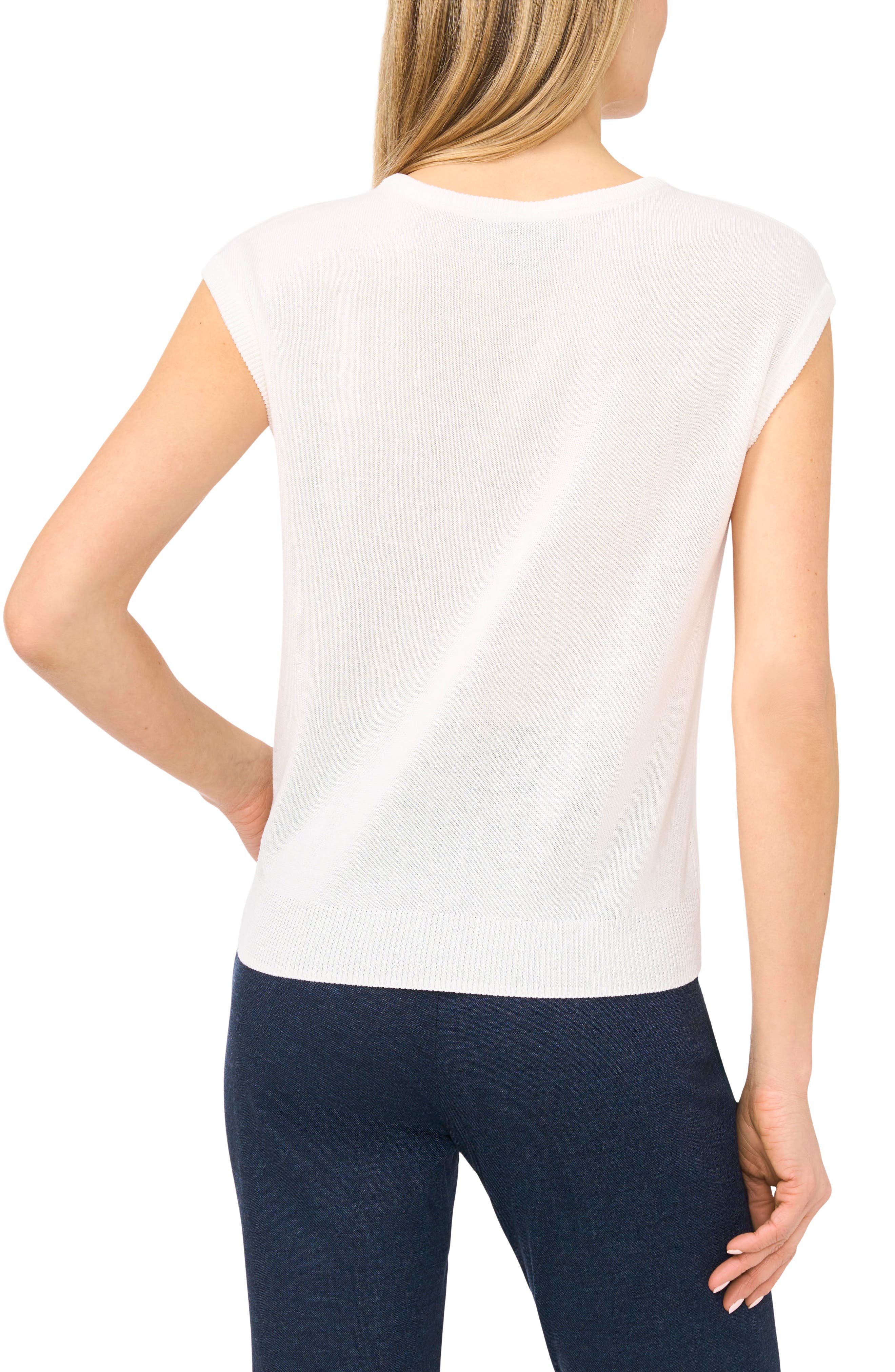 V-Neck Cap Sleeve Sweater Vest - image 2