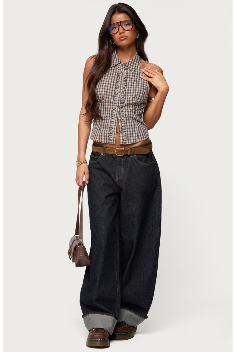 Kella Oversized Low Rise Cuffed Wide Leg Jeans, Alternate, color, INDIGO-BLUE-RAW-WASH
