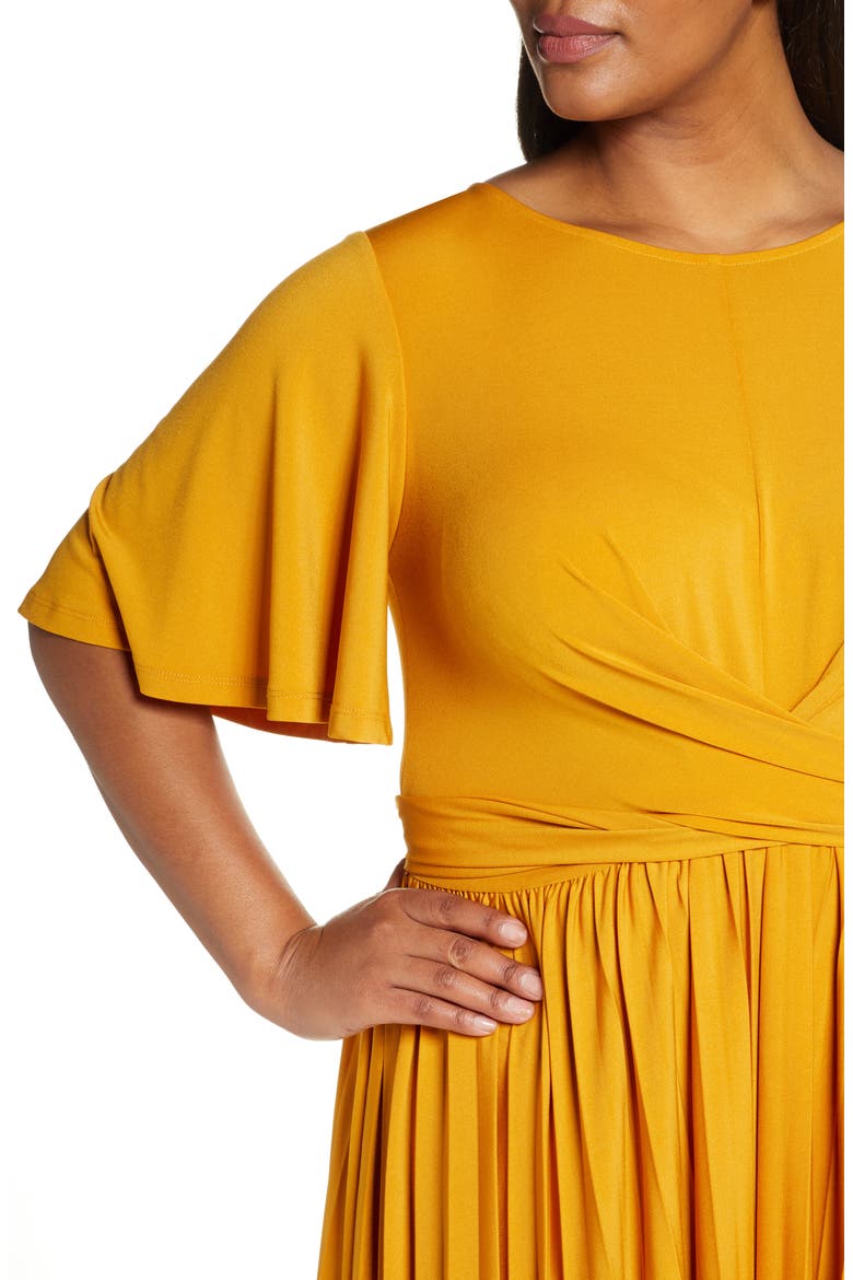 Wrap Waist Jersey Midi Dress, Alternate, color, INCA GOLD