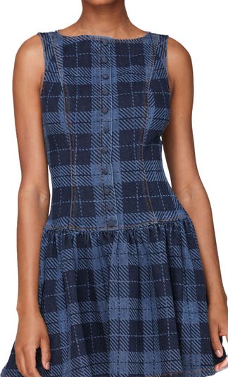 Plaid Drop Waist Sleeveless Minidress