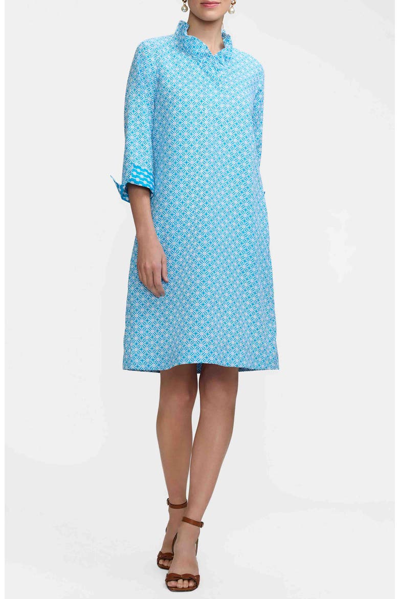 Tammy Geo Lattice Cotton Shirtdress, Main, color, BLUE/WHITE