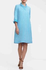 Foxcroft Tammy Geo Lattice Cotton Shirtdress