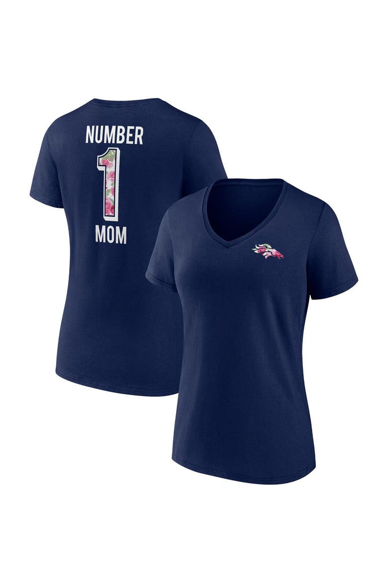 Women's Fanatics Branded Navy Denver Broncos Team Mother's Day V-Neck T-Shirt, Main, color, Navy