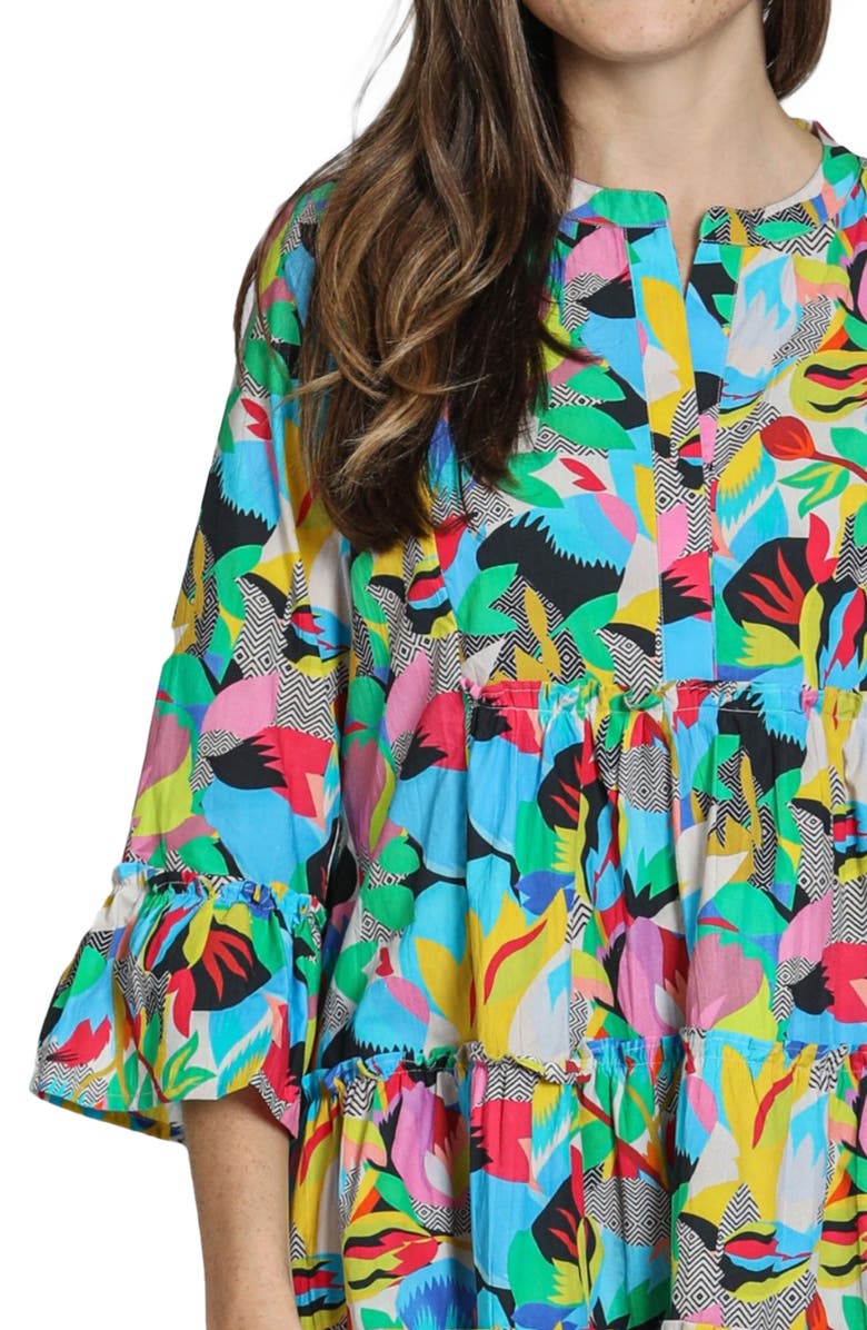 APNY Mix Print Tunic Dress, Alternate, color, Bright Blue Multi