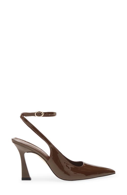 Stuart Weitzman Vinnie 85 Patent Leather Slingback Pumps In Brown