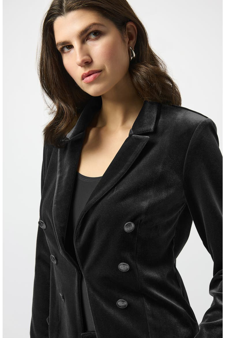 Stretch Velvet Military Blazer, Alternate, color, BLACK