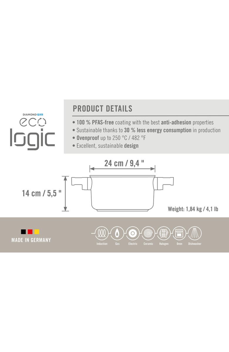 WOLL Ecologic Nonstick Stock Pot 9.5-Inch, 4.75 Quart, Alternate, color, Black