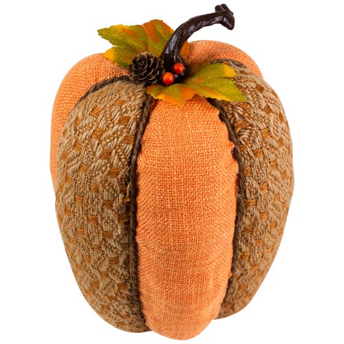 Northlight Burlap And Woven Jute Fall Harvest Pumpkin Decoration In Orange