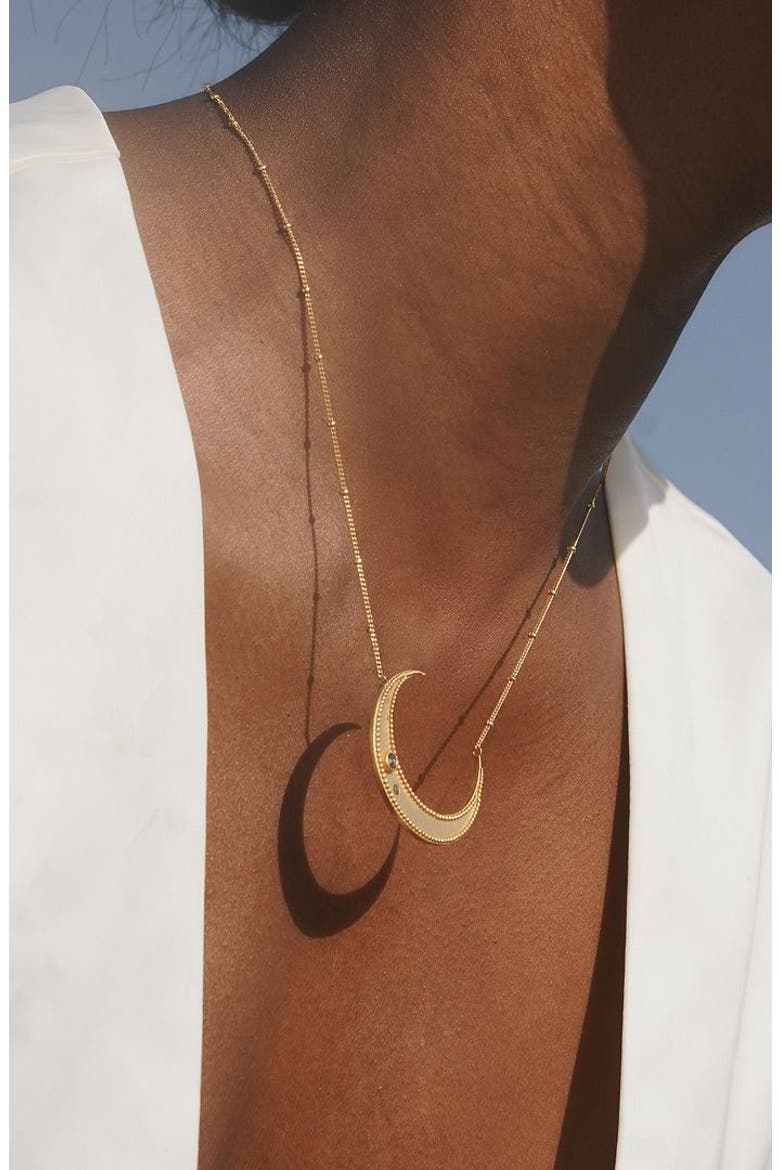 Eternal Guidance Moon Necklace, Alternate, color, Gold