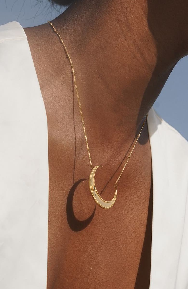 Satya Jewelry Eternal Guidance Moon Necklace, Alternate, color, Gold