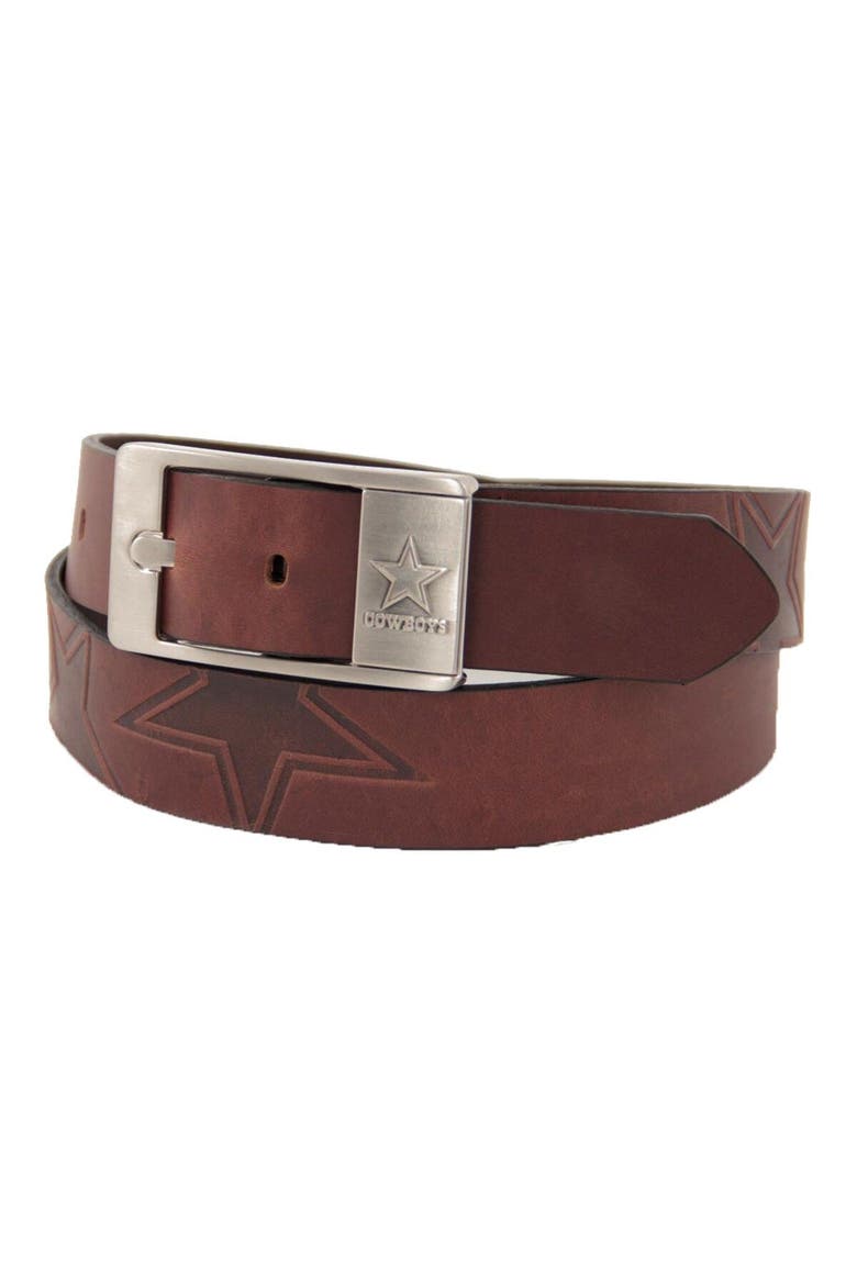 Dallas Cowboys Brandish Leather Belt - Brown, Main, color, Brown