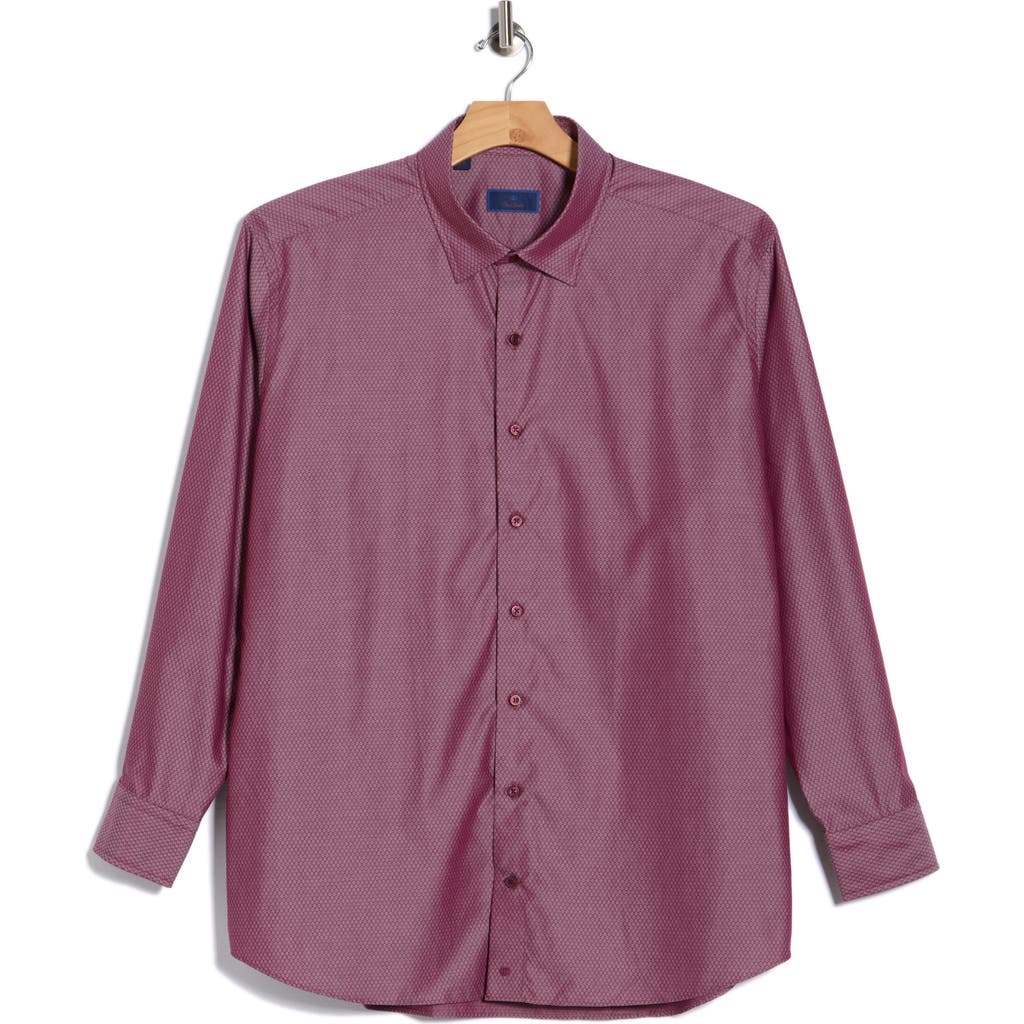 David Donahue Dobyy Dot Print Sport Shirt In Burgundy