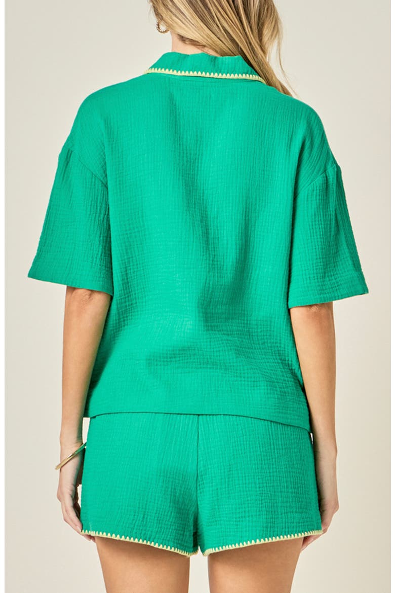 Tropical Embroidered Button-Up Shirt, Alternate, color, GREEN
