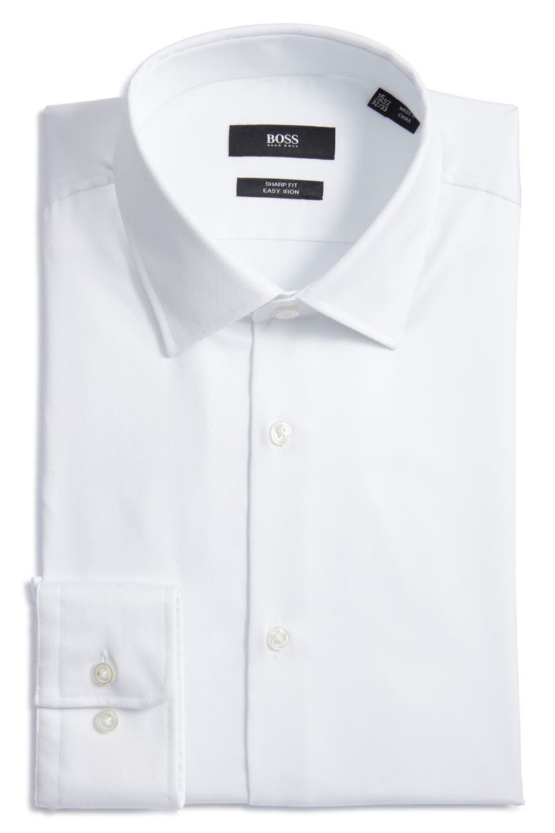 Marley Slim Fit Easy Iron Solid Dress Shirt, Alternate, color, WHITE