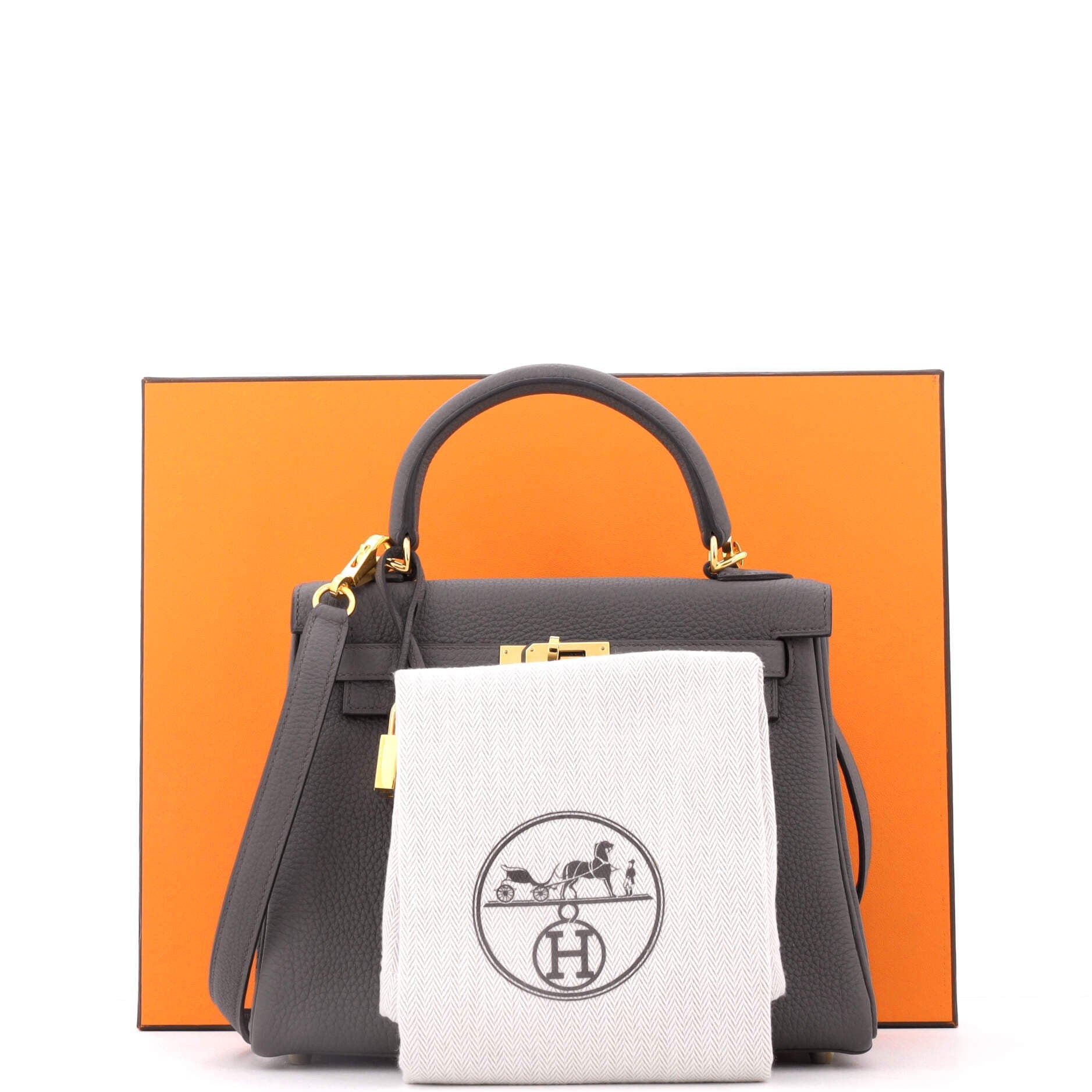 Pre-Owned Hermes Kelly Handbag Grey Togo with Gold Hardware 25, Alternate, color, Etain