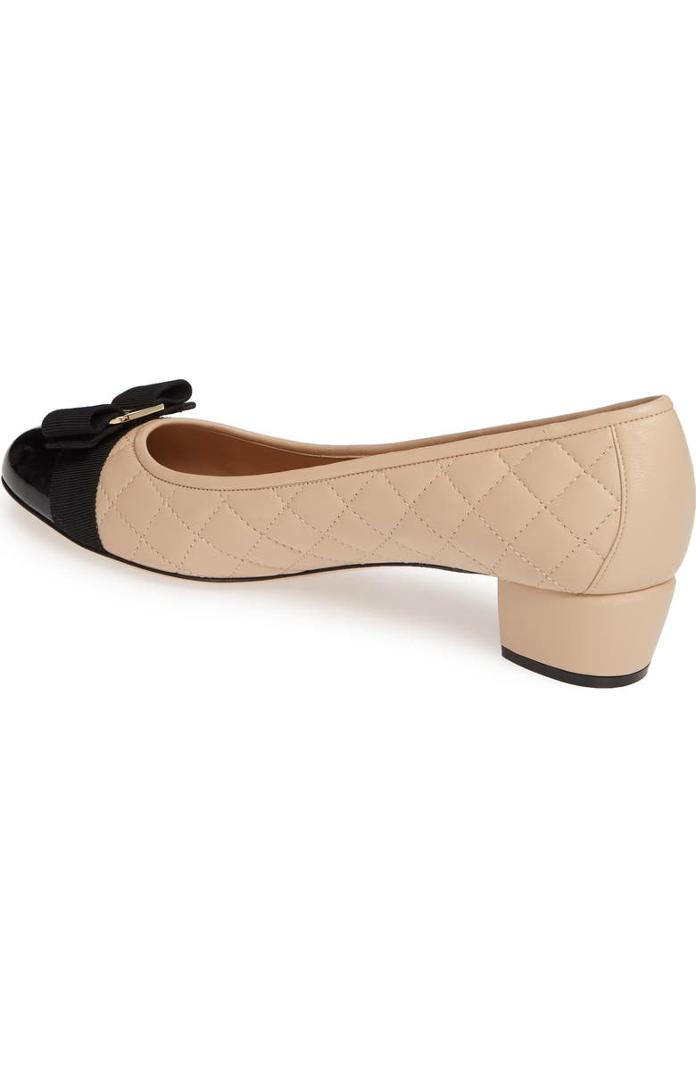 FERRAGAMO Vara Bow Pump, Alternate, color, Bisque/ Black