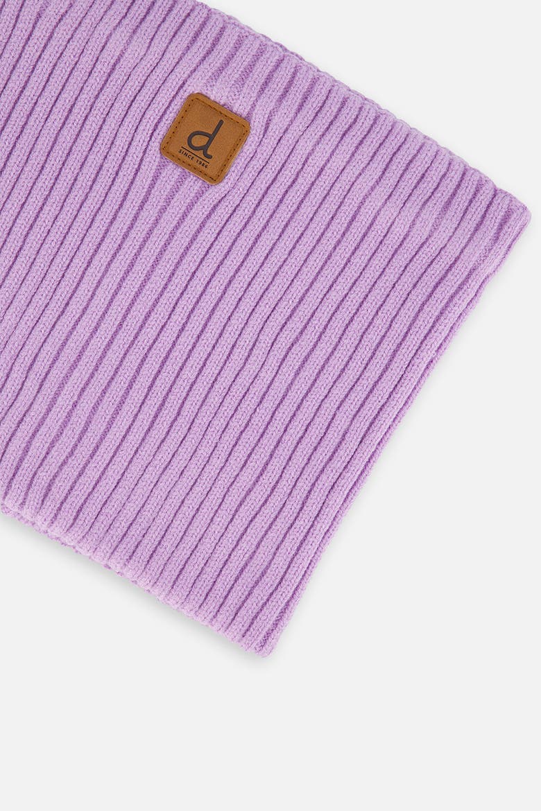 Ribbed Knit Tube Faux Leather Patch Neckwarmer, Alternate, color, Lavender