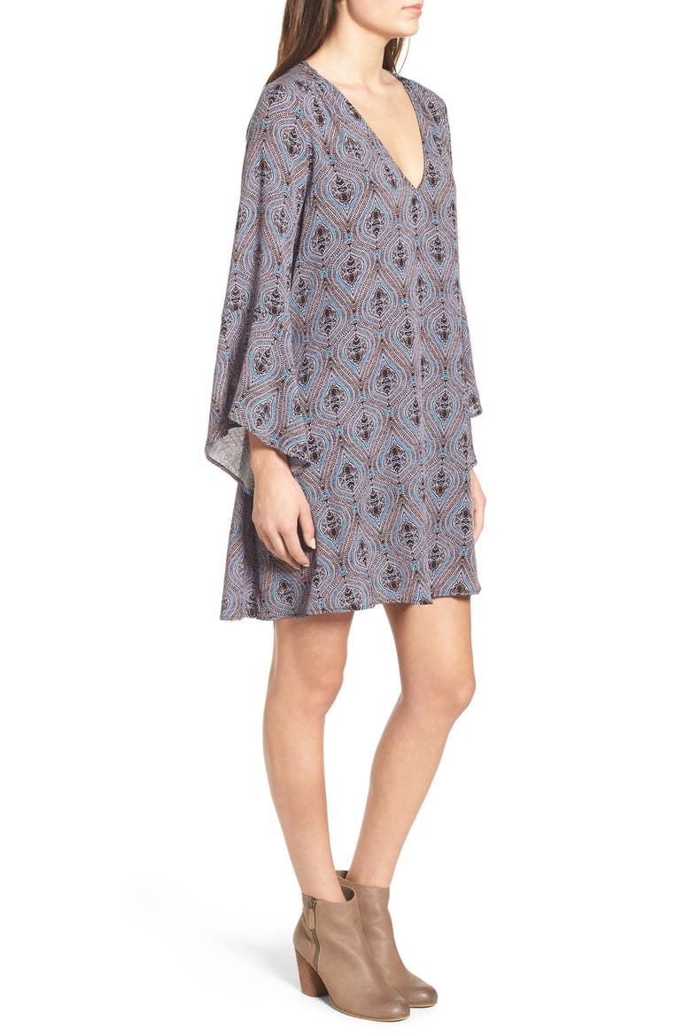Whitney Bell Sleeve Woven Shift Dress, Alternate, color, BLUE MULTI