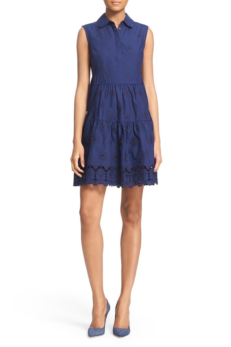 'Kit' Embroidered Shirtdress, Main, color, MIDNIGHT