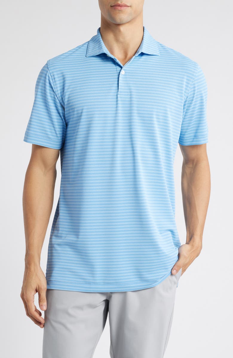 Peter Millar Crown Crafted Mezzo Stripe Performance Polo, Main, color, Fountain Blue