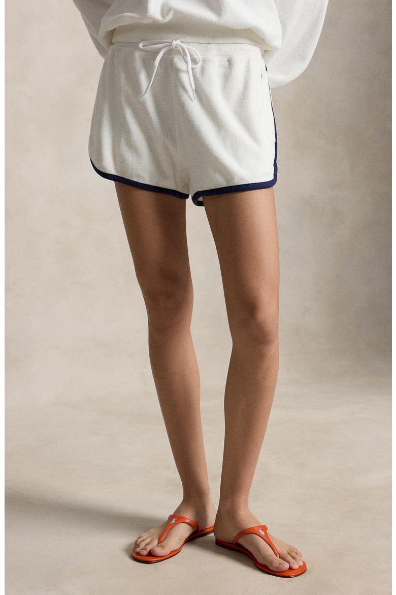 Cotton Blend French Terry Drawstring Shorts, Alternate, color, WHITE