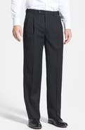 Berle Self Sizer Waist Pleated Classic Fit Wool Gabardine Dress Pants
