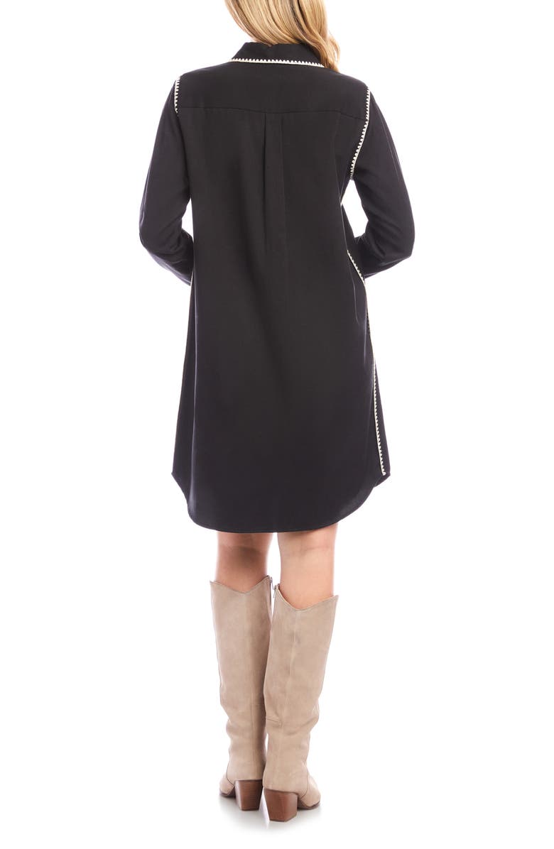 Karen Kane Edge Stitch Long Sleeve Shirtdress, Alternate, color, Black/ Antique Cream