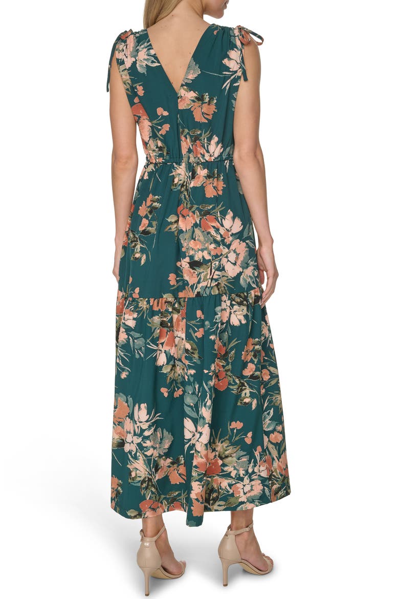 Floral Print Tie Strap Maxi Dress, Alternate, color, MALACHITE MULTI