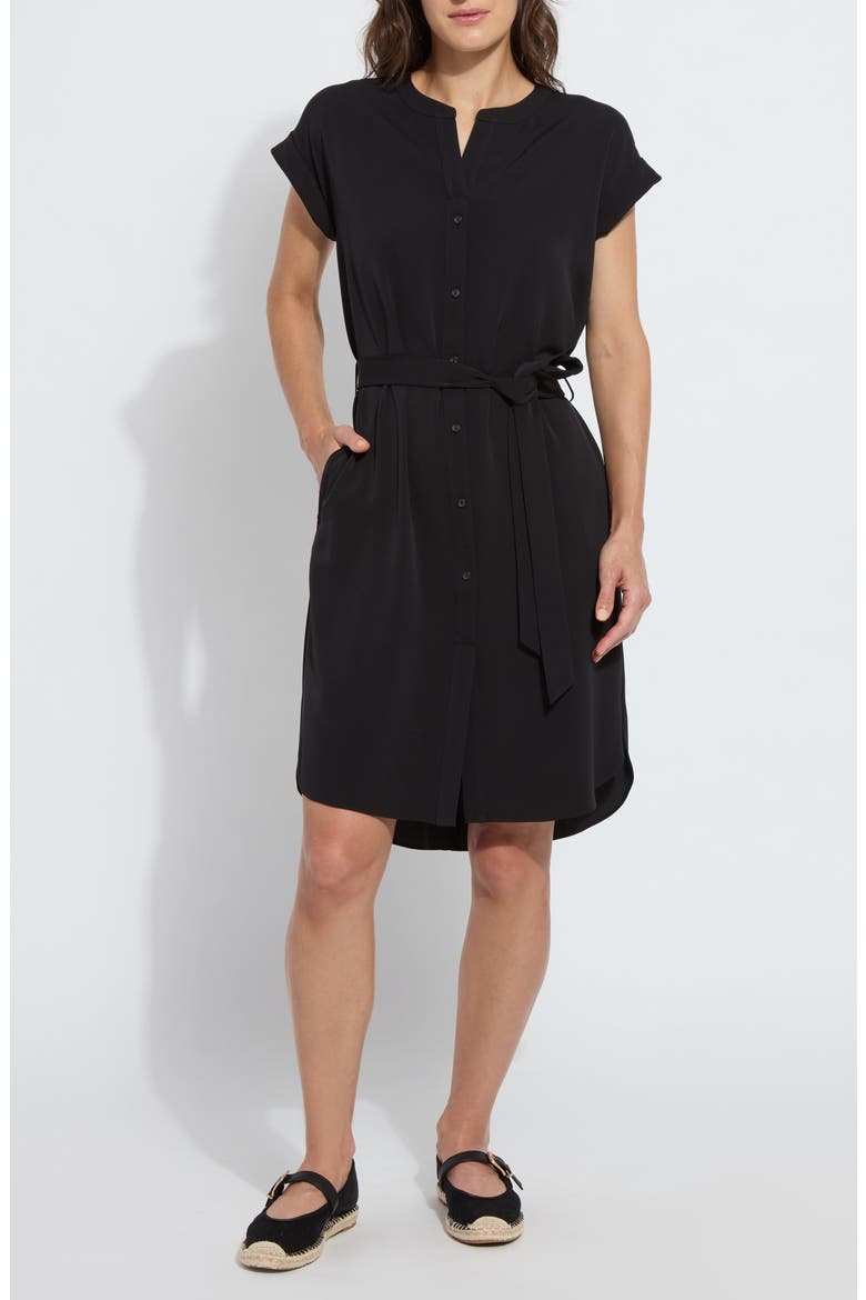 Blakely Tie Wait Shirtdress, Main, color, BLACK