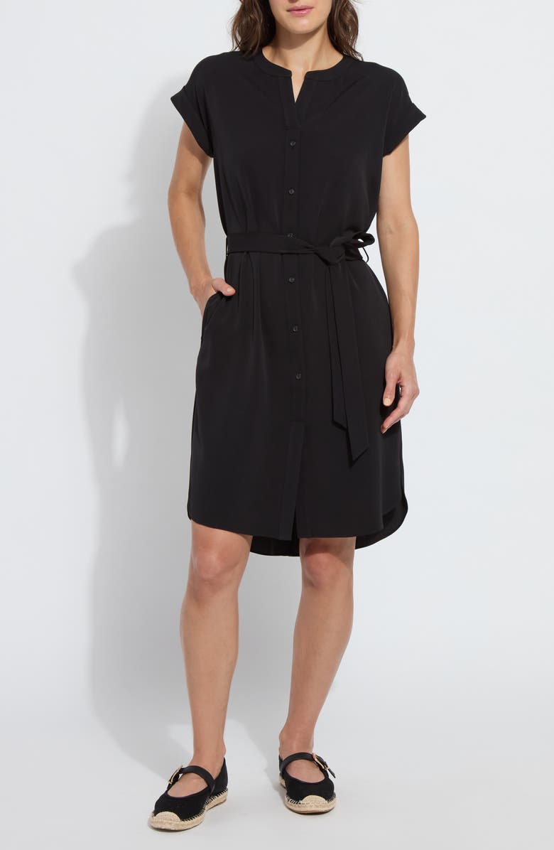 Lysse Blakely Tie Wait Shirtdress, Main, color, Black