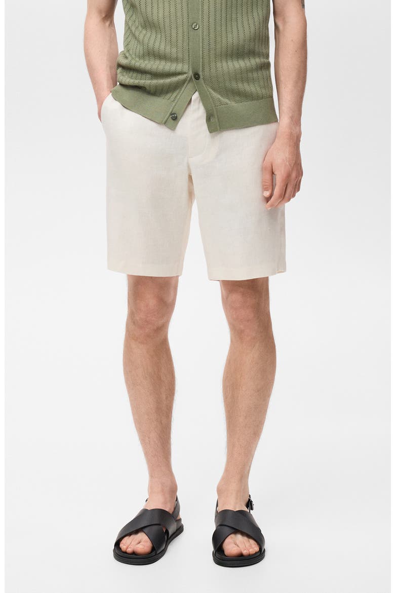 Slim Fit Linen Bermuda Shorts, Main, color, OFF WHITE
