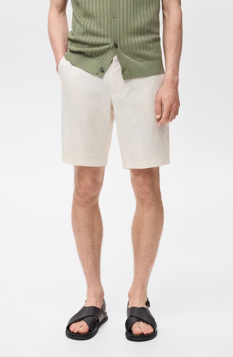 Slim Fit Linen Bermuda Shorts