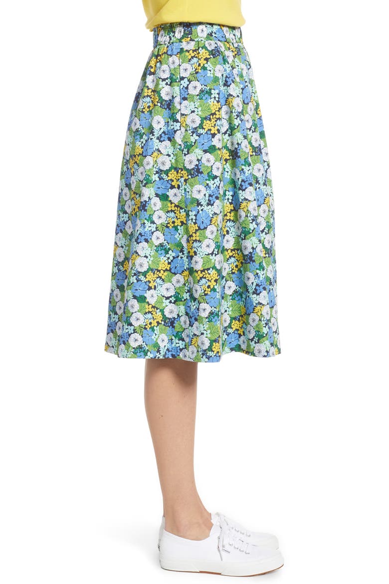 Pull-On Poplin Skirt, Alternate, color, BLUE PALM FLORAL