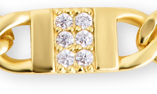 Sterling Forever 14k Plated Cz Amalia Mixed Link Bracelet In Gold