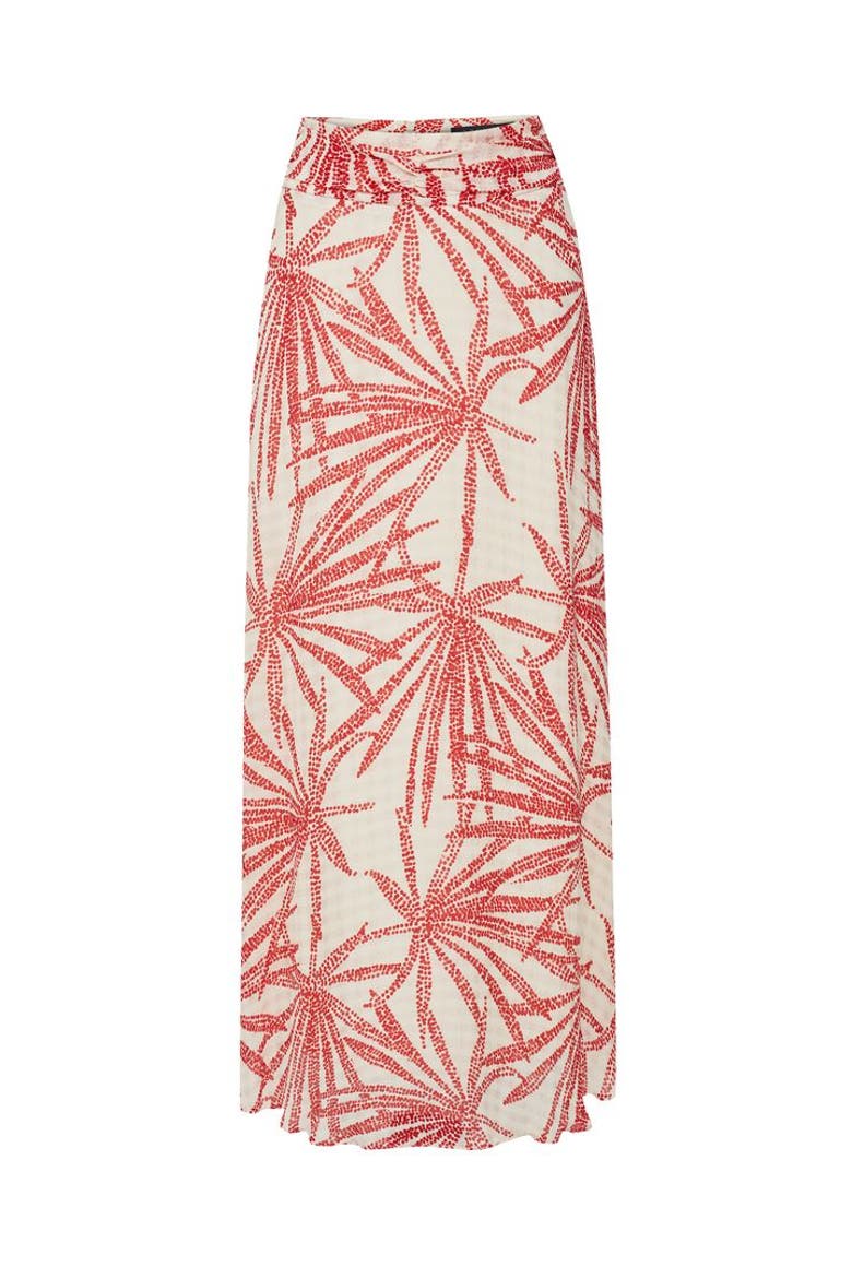 Drawstring Waist Midi Skirt, Alternate, color, RED