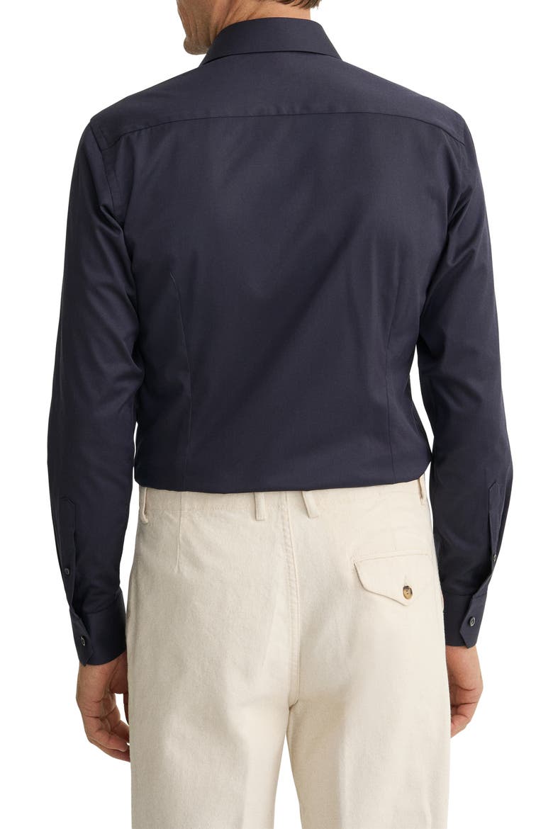 Contemporary Fit Solid Navy Cotton Twill Dress Shirt, Alternate, color, NAVY