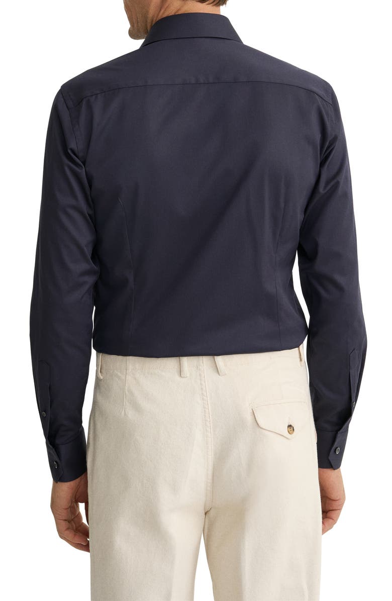 Eton Contemporary Fit Solid Navy Cotton Twill Dress Shirt, Alternate, color, 