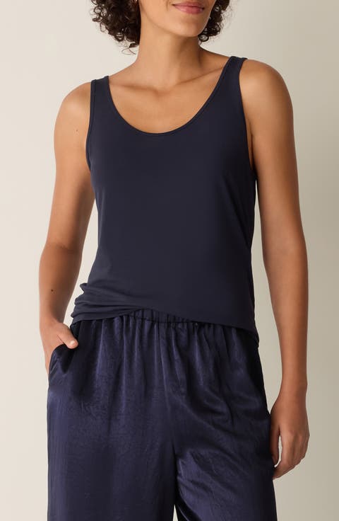 Slim Fit Scoop Neck Silk Tank