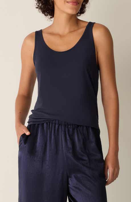 Slim Fit Scoop Neck Silk Tank