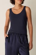 Eileen Fisher Slim Fit Scoop Neck Silk Tank