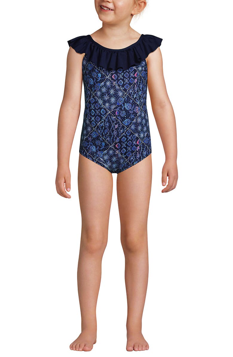 Lands' End Girls Plus Size Ruffle One Piece Swimsuit, Main, color, 