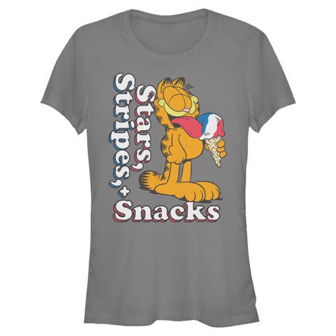 Junior's Stars Stripes and Snacks Short Sleeve Graphic T-Shirt