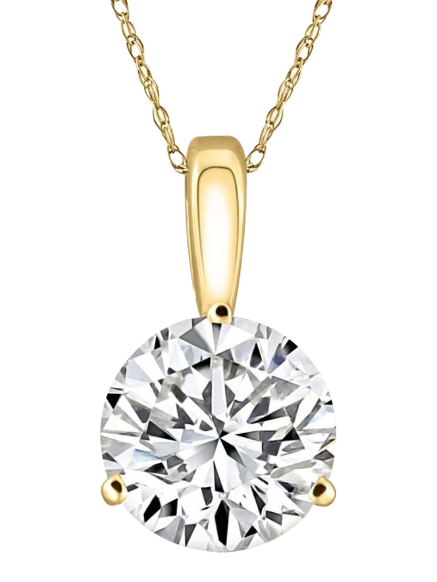 Bliss Diamond 1/2 ct Diamond Solitaire Pendant 14K Gold Lab Grown 3 ...