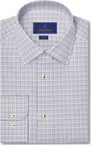 David Donahue Trim Fit Microcheck Dress Shirt
